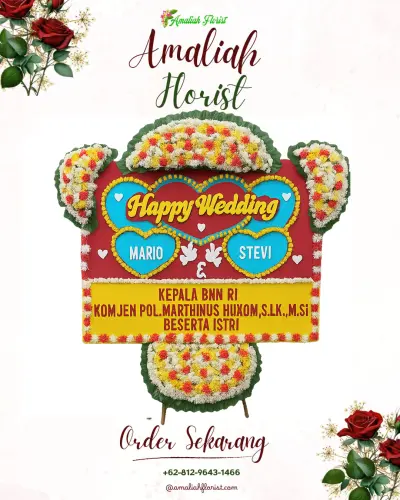 Karangan Papan Bunga Pernikahan di Lembarawa